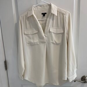 Ann Taylor Cream Blouse with Pockets